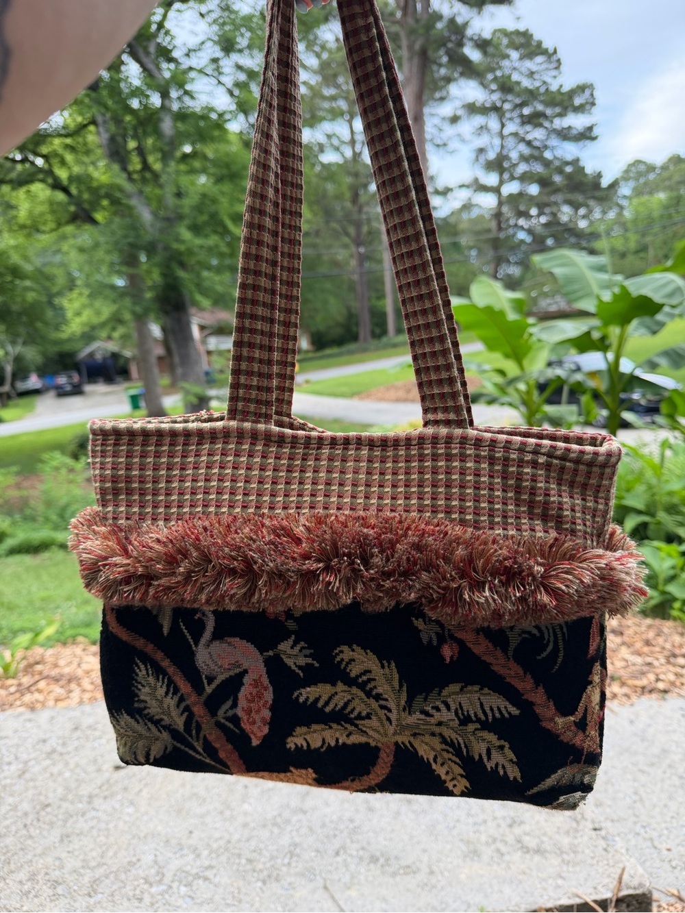 Vintage Boho Jungle Tapestry Fringe Handbag